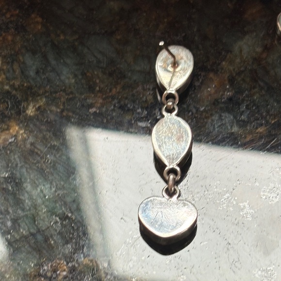 Sterling Silver Drop Earrings with three bales Larimar stones - Picture 5 of 7